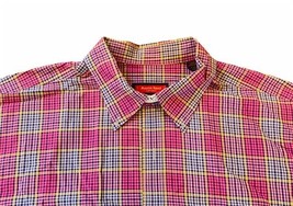 Austin Reed London Button Down Shirt Polo XL purple check plaid pink England vtg - £6.20 GBP