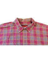 Austin Reed London Button Down Shirt Polo XL purple check plaid pink Eng... - £6.22 GBP