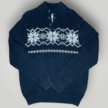 Vintage Chaps Ralph Lauren Henley Sweater Snowflake 1005 Cotton Men&#39;s Med - £41.84 GBP