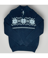 Vintage Chaps Ralph Lauren Henley Sweater Snowflake 1005 Cotton Men&#39;s Med - £41.86 GBP