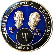 7 Year Founders Blue Tri-Plate AA Medallion Bill &amp; Bob Chip VII - £14.94 GBP