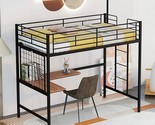 Metal Twin Size Loft Bed With Desk, Metal Grid, And Large Under-Bed Spac... - $462.99