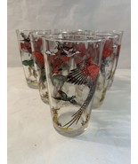 6-MCM Hazel Atlas Red Pheasant Gaming Drinking Glass Tumbler Bar ware - $38.00