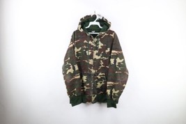 Vintage 70s Streetwear Mens 2XL Thermal Waffle Knit Lined Camouflage Hoodie USA - £78.91 GBP