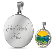 Montana State Seal Necklace Circle Pendant Stainless Steel or 18k Gold 18-22&quot; - £33.73 GBP+