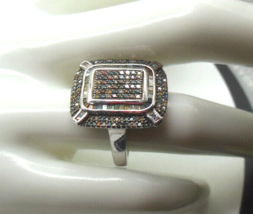Vintage Signed STS 925 Multi-color Pave Diamond Ring Size 6.5 - £301.44 GBP