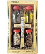 HOLYLAND BLESSED HOLY WATER EARTH OIL INCENSE w/ OLIVEWOOD JESUS CROSS G... - $11.99