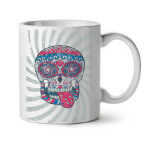 Spiral Sugar Crazy Skull NEW White Tea Coffee Mug 11 oz | Wellcoda - $15.99