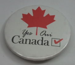 Yes Oui Canada Bilingual 2.25&quot; Vintage Pinback Pin Button - $2.88