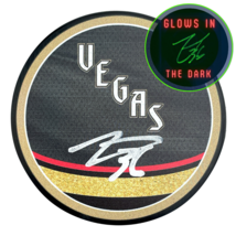 Logan Thompson Signed Vegas Golden Knights Retro Glow in the Dark Puck C... - $76.46