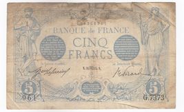 France,5 Francs,1912,Banque de France, P70, VF, Rare - $101.93