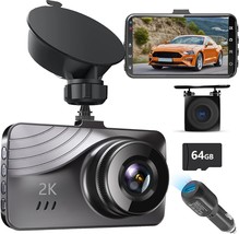 Dash Cam Front and Rear 2K 720P Dual Dash Camera for Cars with 3&#39;&#39; IPS S... - $139.22