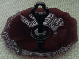 Beautiful Amethyst Glass Handled Serving Plate, Gorgeous Shape, EXCELLENT CND - £27.14 GBP