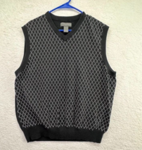 Saddlebred Vest Adult Large Black V Neck Diamond Print Sweater Mens - £15.63 GBP
