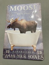 Rustic Country &quot; Moose &amp; CO. Bath Soap Wash Your Hooves &quot; Funny Metal Wa... - £9.10 GBP