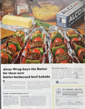 1966 Alcoa Wrap Vintage Print Ad Aluminum Foil Butter Barbecued Beef Kabobs - £11.45 GBP