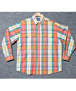 Wrangler Western Shirt Mens XL Orange Plaid Long Sleeve Button-Down Cowb... - $34.84 CAD