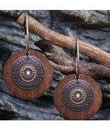 Handcrafted ~ Wood ~ Bronze ~ Alloy ~ Double Pendant ~ 1.25&quot; Dangle Earring - $14.96