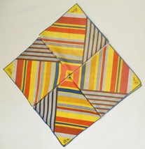 Vera Neumann Vintage Geometric Print Napkins Lot Of 4 Blue Yellow Orange 16x16&quot; - £26.33 GBP