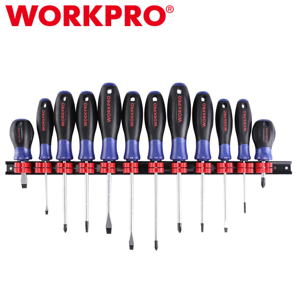 WORKPRO 12PC Magnetic Screwdrivers Set Phillips Flat Slotted & Torx Screwdrivers - £37.58 GBP