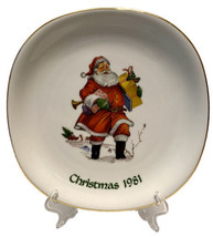 Vintage 1981 Christmas Gold Rim Santa JWK Bavaria Plate Western Germany 7.75 In - £11.85 GBP
