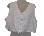 NWT Vintage 80s 90s Off-White Eyelet Crop Top  Vest Shell Buttons sz L - $29.66