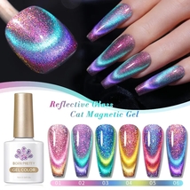 BORN PRETTY Rainbow 9D Holographic Cat Eye Magnetic UV Gel Nail Polish S... - £7.98 GBP
