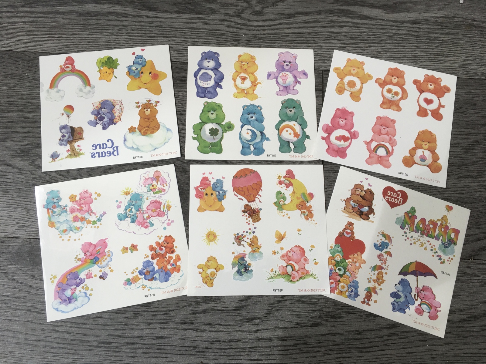 Primary image for 6 Sheets Set - Original Temporary Care Bears TATTOO Stickers, Bears Sticker, Cut