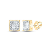 10kt Yellow Gold Mens Round Diamond Square Earrings 1/8 Cttw - £180.57 GBP