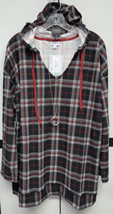 NWT LuLaRoe 2XL Black Red White Gray Plaid ELIZA Long Sleeved Halloween Hoodie - £37.97 GBP