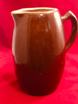Ironstone Pitcher Brown Vintage 1/2 Gallon jug 8-3/4&quot; x 4&quot; Vintage - £23.30 GBP