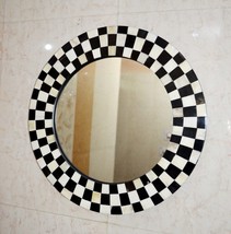Vintage Horn/Bone Checker Wall hanging Mirror Wall Bathroom Dresser Handmade - £52.35 GBP