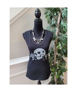 Venus Shirt Top Women&#39;s Size Medium Black Cotton Sleeveless Graphic Print - $34.63 CAD