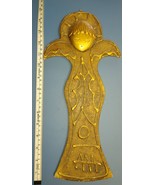 Christmas Angel Wall Decor Plaque Gold Pressed Board Vintage Christmas D... - £12.78 GBP