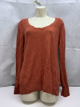 Eddie Bauer Orange Knit V-Neck Pull Over Classic Sweater Woman’s Size M - $14.85