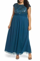 Brianna Embellished Cap Sleeve Gown SZ 22W Teal NEW $179 - £134.03 GBP