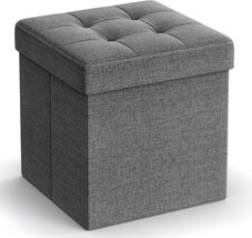 Dark Gray, Songmics 11-By-8-Inch Small Folding Storage Ottoman, And Dorm... - $32.95