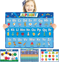 SK SUPKER 4Pack ABC Alphabet Chart + Numbers 1-100 + Shapes + Colors Poster Set, - £12.27 GBP