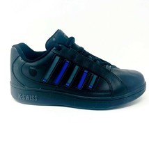 K-Swiss Mens Wallis Black Classic Blue Charcoal Leather Sneakers 01166016 - £43.11 GBP