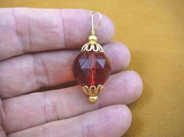 (J-30) Rudy red Austrian crystal bead + gold plt cap wired wire wrapped PENDANT - £13.31 GBP