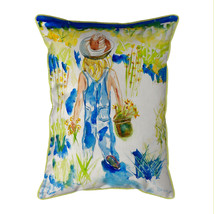 Betsy Drake Garden Girl Small Indoor Outdoor Pillow 11x14 - £39.46 GBP