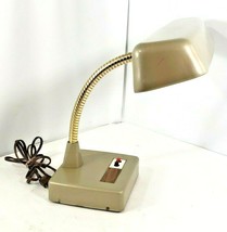 Vintage Metallic Tan Gooseneck Desktop Table Lamp 19&quot; Flexible Metal Lam... - $10.00