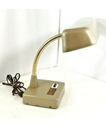 Vintage Metallic Tan Gooseneck Desktop Table Lamp 19&quot; Flexible Metal Lam... - $13.67 CAD