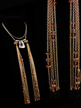 Artisan statement necklace - Large 11&quot; drop flapper gold tassel Burlesque - ster - £116.26 GBP