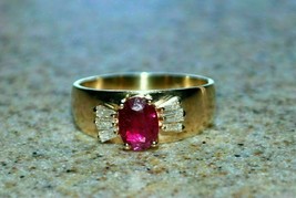 2Ct Ovale Rubino Diamanti Anello Fidanzamento Matrimonio 14K Finitura Or... - $88.16