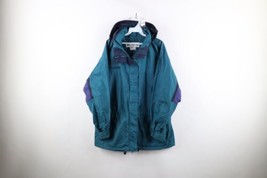 Vintage 90s Columbia Womens Large Distressed Spell Out Hooded Parka Rain Jacket - £42.73 GBP