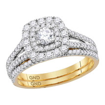 14kt Yellow Gold Round Diamond Bridal Wedding Engagement Ring Band Set 1.00 Ctw - £1,407.30 GBP