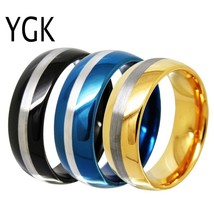 Jewelry 8mm Matte Line/Black/Blue/Golden Domed Classic Tungsten Ring Tungsten We - £29.27 GBP