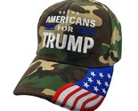 &quot;Americans For Trump&quot; Embroidered Hat Camouflage w/Embroidered Flag Bill... - £10.40 GBP