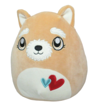 Squishmallow 8&quot; Chloeyana Puppy Dog Tan Cream Valentine Heart Belly Plush NWT - £11.83 GBP